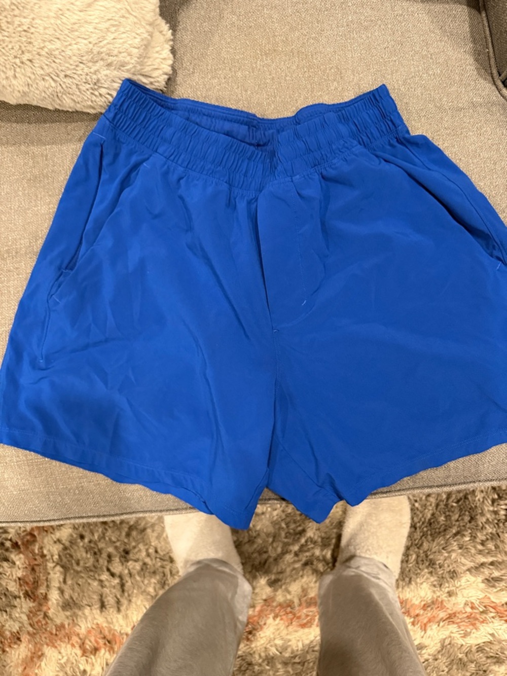 Lululemon Pace Breaker 5” Blue Elastic Waist Drawstring Shorts
